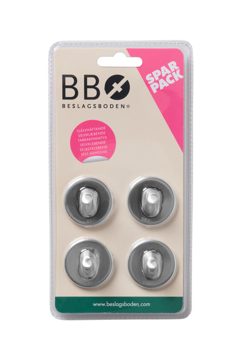 Enkel krok selvklebende Ø30 mm 4-pk. - krom